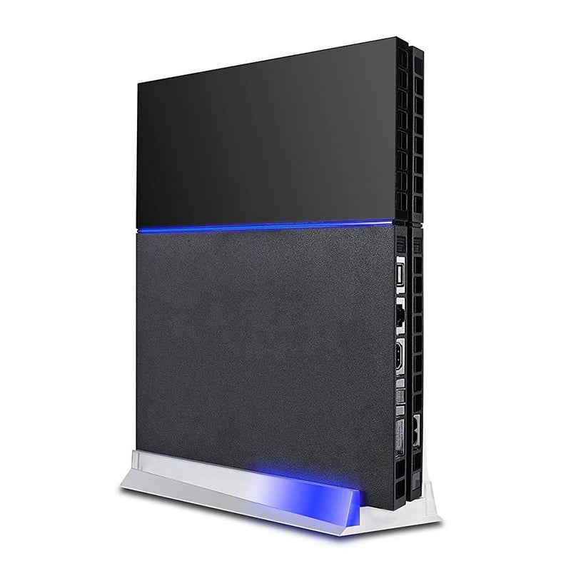 KlsyChry Vertical Stand for PS4 White, Blue Light Base Led Bracket Mount Holder Stand for PS4 PlayStation 4 Console with 3 USB Hub Ports -White - Image 5